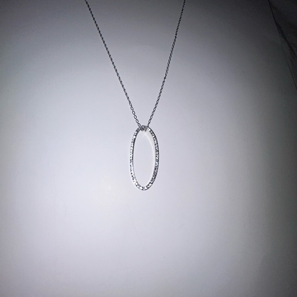 Brand New Cookie Lee small gemstone accents Silver Oval Pendant Necklace - Picture 3 of 8